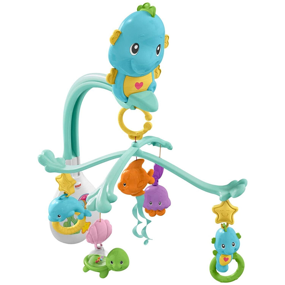 Fisher Price, Soothe and Play Seahorse Mobile, Baby Cot Mobile with Music and Sounds