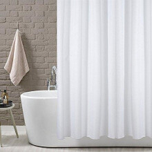 KAV extra wide width Plain White polyester Fabric Mould and Mildew Resistant Curtain Shower (210 width x 180 drop)