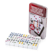 KAV Double 6 Colour Dot Dominoes In A Tin Dominoes Double 6 Dominoes Game Set Dot Design Black