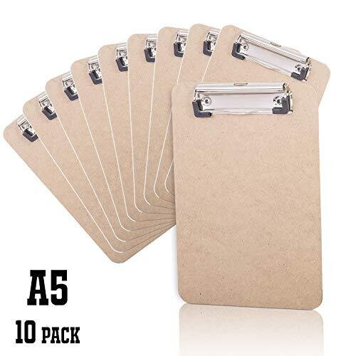 KAV Pack of 10 x Heavy Duty Wood Clip Smooth A4 / A5 Clipboards