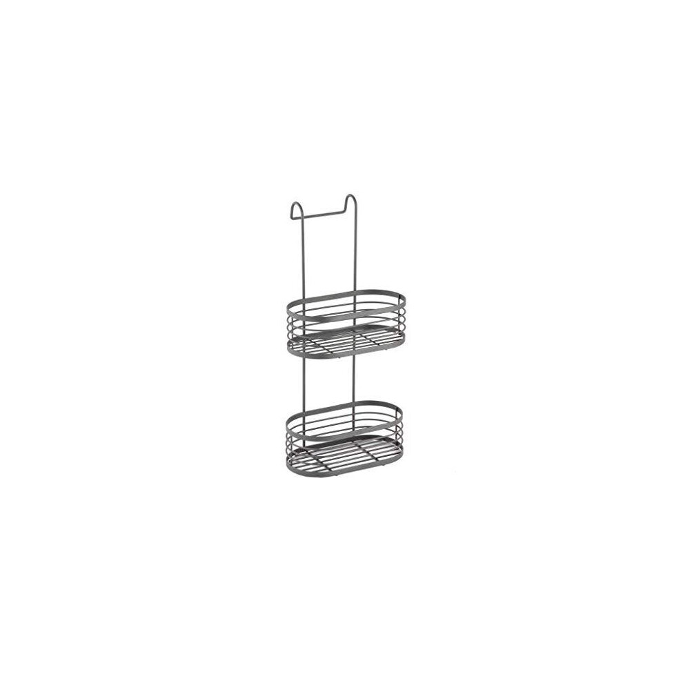 KAV - 2 Tier Grey Over Shower Screen Caddy Hanging Bathroom Organiser Shower Rack Storage Tidy