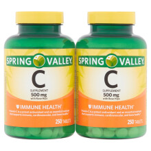 Spring Valley Vitamin C Tablets, 500mg, With Rose Hips - 250 ct (2 Pack)