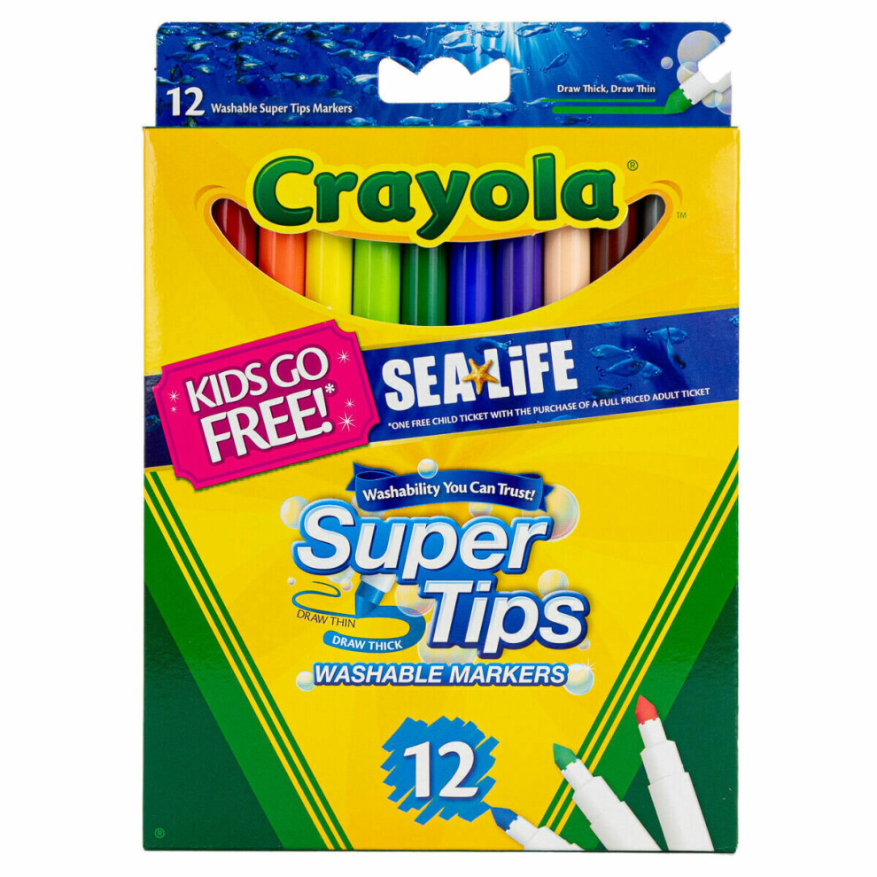 Crayola Supertips Bright Washable Lavable Markers - Pack of 12