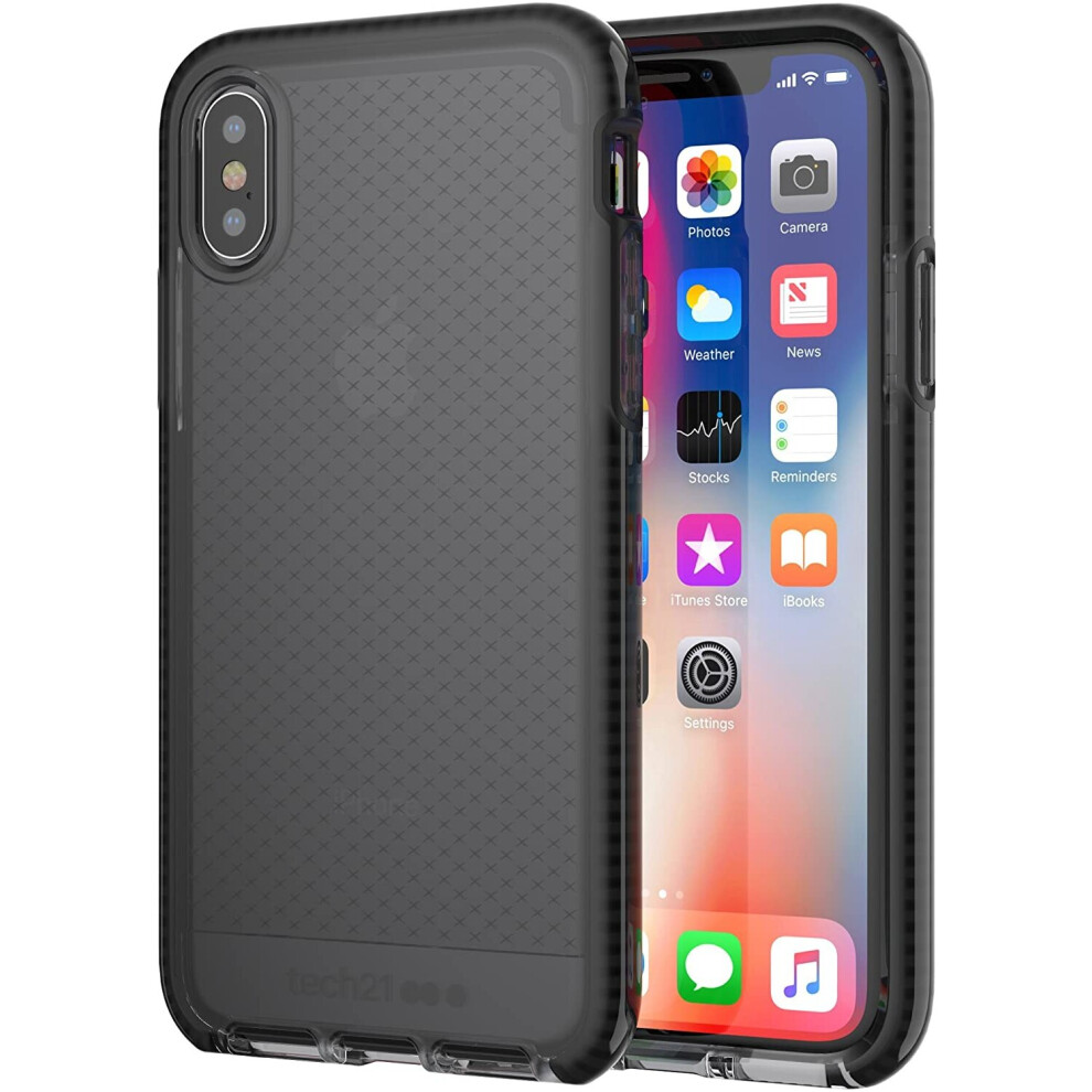 Tech21 Evo Check FlexShock Protetcive Case Cover for Apple iPhone X / iPhone XS - Smokey / Black (T21-5855)