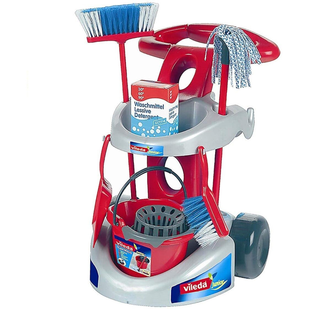 Theo Klein Vileda Cleaning Trolley with Accessories Includes Mop Bucket and Dustpan For Ages 3+ 