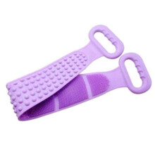 (Purple) Silicone Back Scrubber Belt Soft Body Massage Cleaning Exfoliating Bath Brush