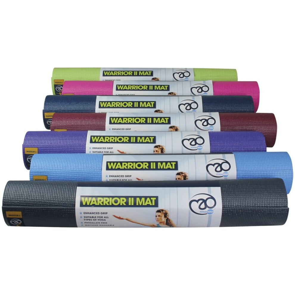 (Burgundy) Fitness Mad Workout Exercise Gym Enhanced Grip Warrior II Pilates Yoga Mat 4mm