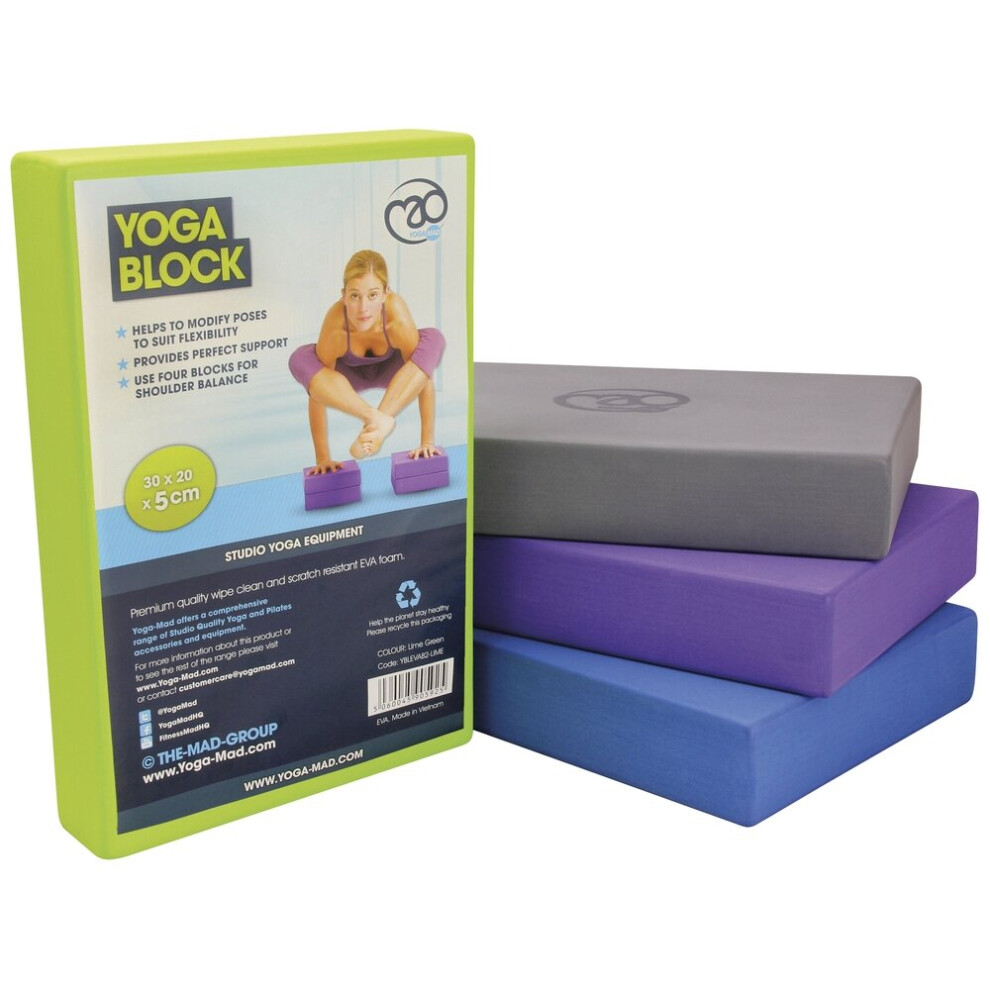Fitness Mad (Purple) Workout Exercise Gym Home Full Yoga Eva Foam Block 305X205x50mm Purple