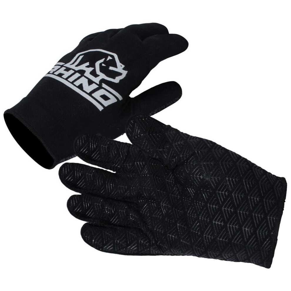 (Medium/Large) Rhino Pro Full Finger Stick Mitts Rugby Sport Player Hand Protection Glove Black (2020)