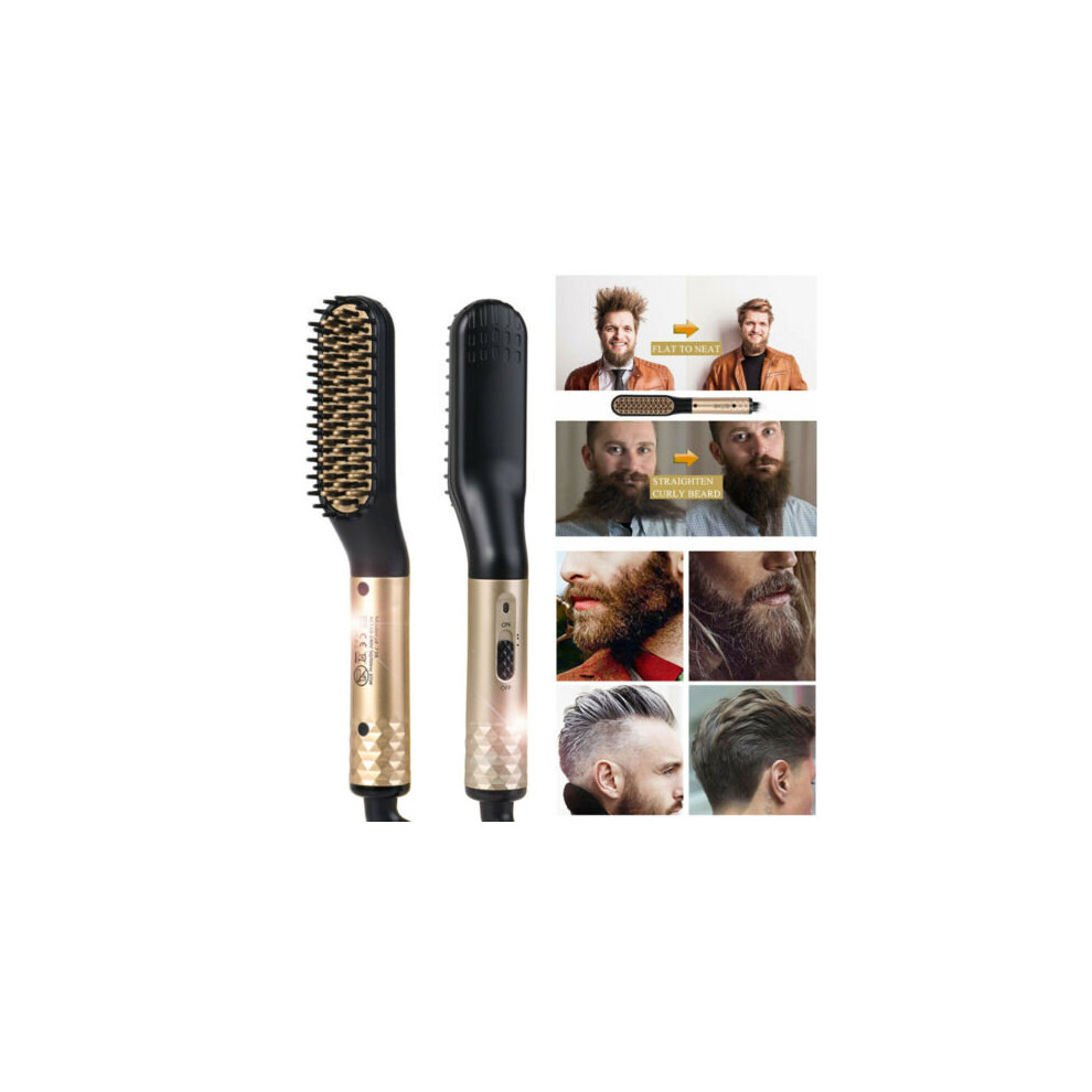 Electric Beard Straightner Brush Men Styling Straightening Heated Comb Styler
