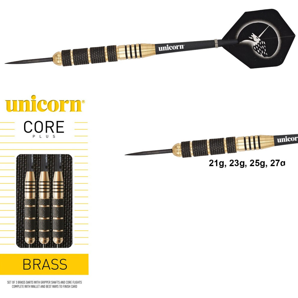 (25g) Unicorn Core Plus Win Brass Darts Set Black/Gold Weight 21g-27g (2020)