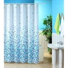 KAV - Shower Curtain Mould and Mildew Resistant Solid White, 180 x 180 cm (71 x 71 Inch) | 100% Polyester (Mosaic Blue)
