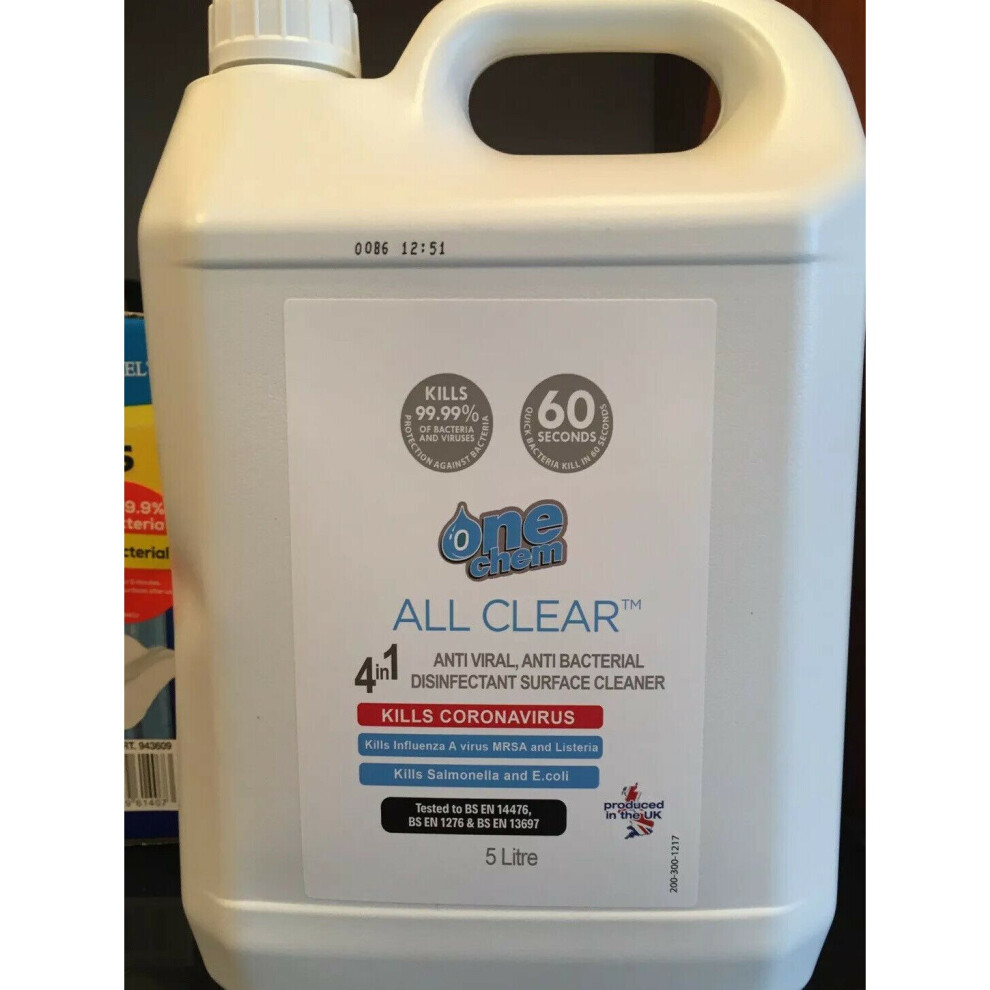 OneChem All Clear Antibacterial Surface Cleaner 5 Litres Kills 99.99% bacteria