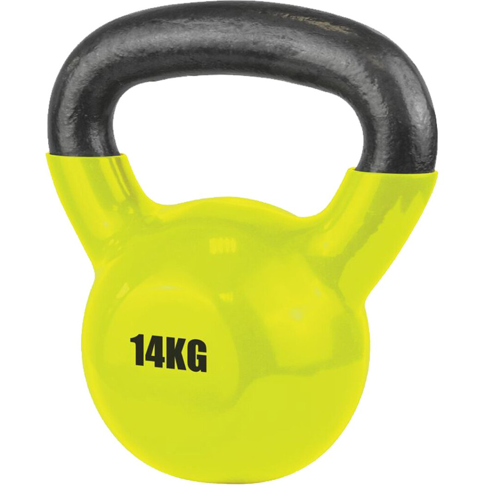 (14kg, Yellow) UFE Vinyl Coated Kettlebell - Gym Training Fitness 14kg Or 16kg (2020)