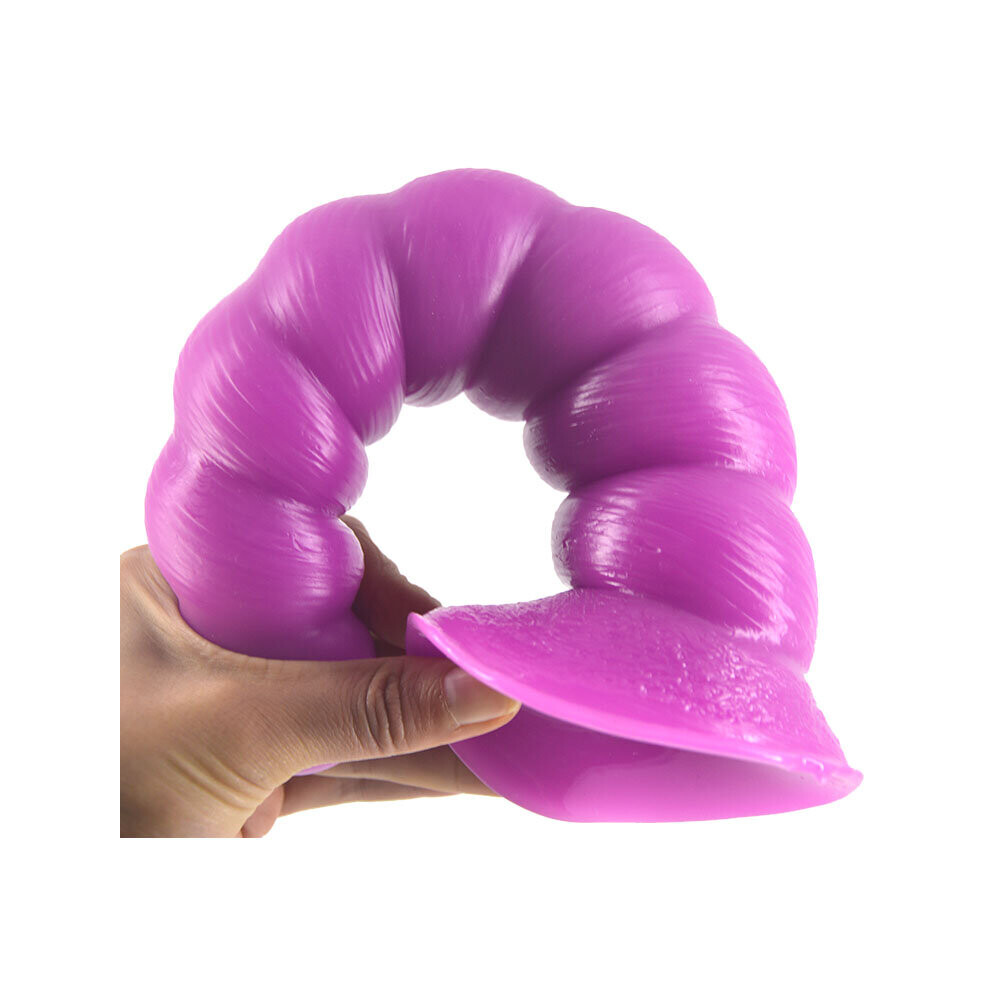 (Purple) Silicone Anal Beads Butt Plug Adult Pleasure Suction Cup Dildo Sex Toy