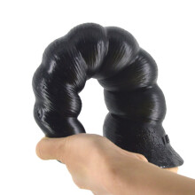 (Black) Silicone Anal Beads Butt Plug Adult Pleasure Suction Cup Dildo Sex Toy