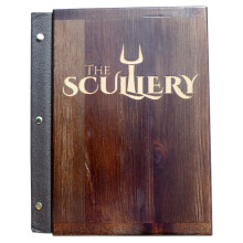 (Yes) Menu Wooden Holder Cover Restaurant Logo Engraving