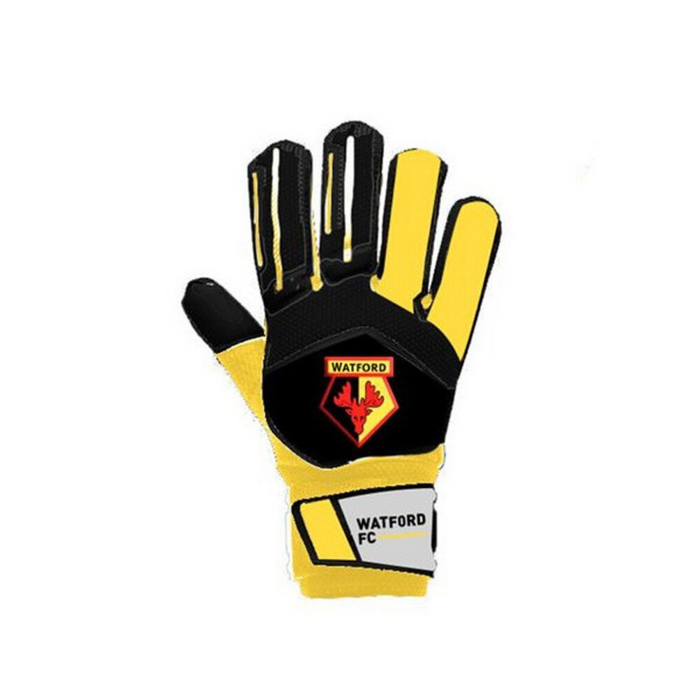 (Kids, Yellow/Black/White) Watford FC Childrens/Kids Goalkeeper Gloves