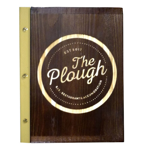 (No) Menu A4 Wooden Holder Cover Restaurant Engraving 1