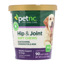 NATURAL CARE, Hip & Joint, Toate Câinii, Ficat, 90 Chewing Tablets, 6.3 oz (180 g)