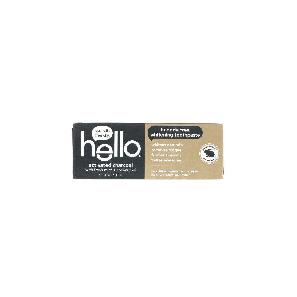 Hello, Fluoride Free Whitening Toothpaste, Activated Charcoal, 113g