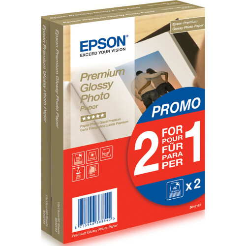 Epson Epson Premium Glossy Photo Paper - 10x15cm - 2x 40 Sheets