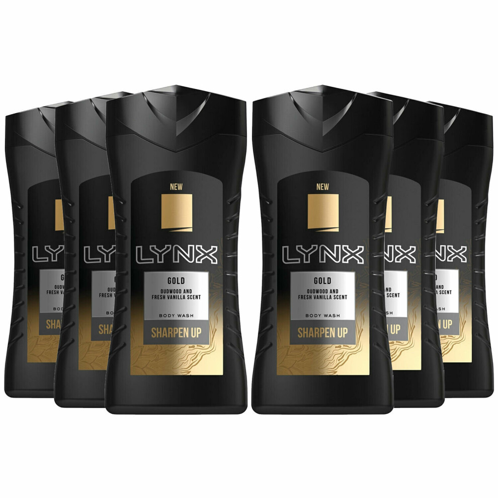 6pk Lynx Gold Sharpen Up Shower Gel & Body Wash - 6 x 250ml