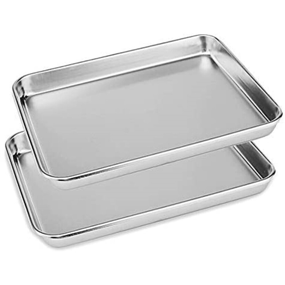 2x Stainless Steel Polished Baking Trays 40cm