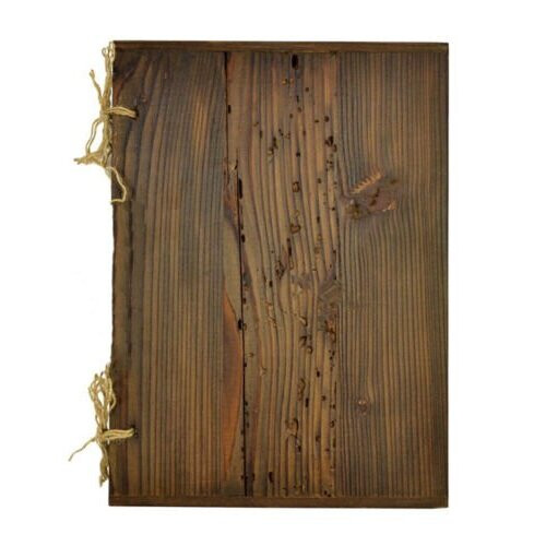 (No) Wooden Restaurant Menu Card A5 Brown Engraving 2