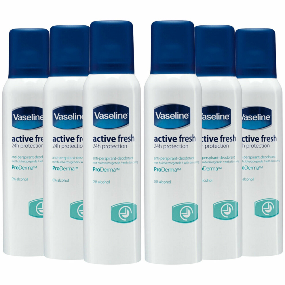 6pk Vaseline Active Fresh ProDerma Antiperspirant - 6 X 150ml