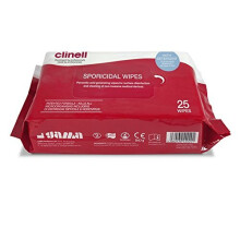 Clinell Sporicidal Powerful Antimicrobial Cleaning & Disinfectant Wipes 25 Pack