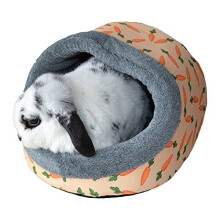 Rosewood Snuggles Carrot Plush Hooded Bed for Small Pets - Cozy Den for Rabbits, Guinea Pigs & Ferrets (37x30x22 cm)
