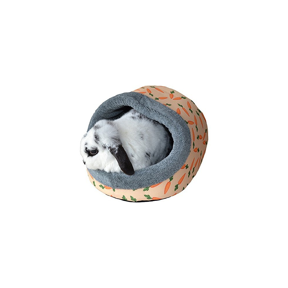 Rosewood Snuggles Carrot Plush Hooded Bed For Small Pets - Cozy Den For Rabbits, Guinea Pigs & Ferrets (37X30x22 Cm)