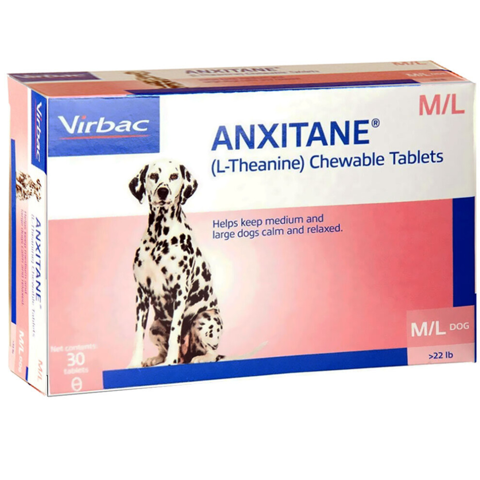 Virbac Anxitane 30 Chewable Tablets For Med/Large Dogs > 10.1Kg Anxiety Stress Relief Green