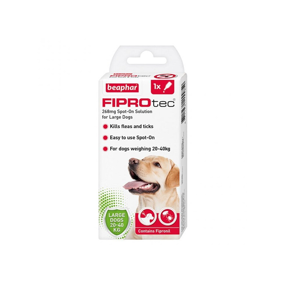 Beaphar Fiprotec Spot On Flea Tick Treatment For Large Dogs 20-40Kg 1 Pipette