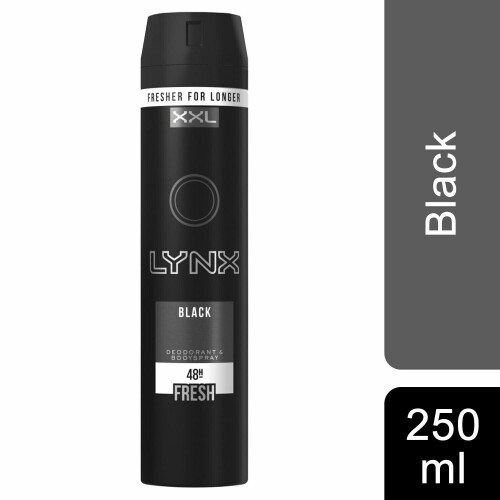 Lynx Lynx XXL 48H Fresh Deodorant Body Spray, Black, 6 Pack, 250ml 1