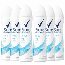 Sure Women Motion Sense Anti-Perspirant Deodorant, Cotton Dry, 6 Pack, 150ml