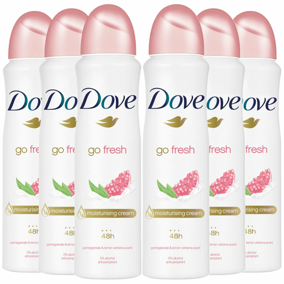 Dove Women Anti-Perspirant Deodorant Spray, Pomegranate & Lemon, 150ml - 6 Pack