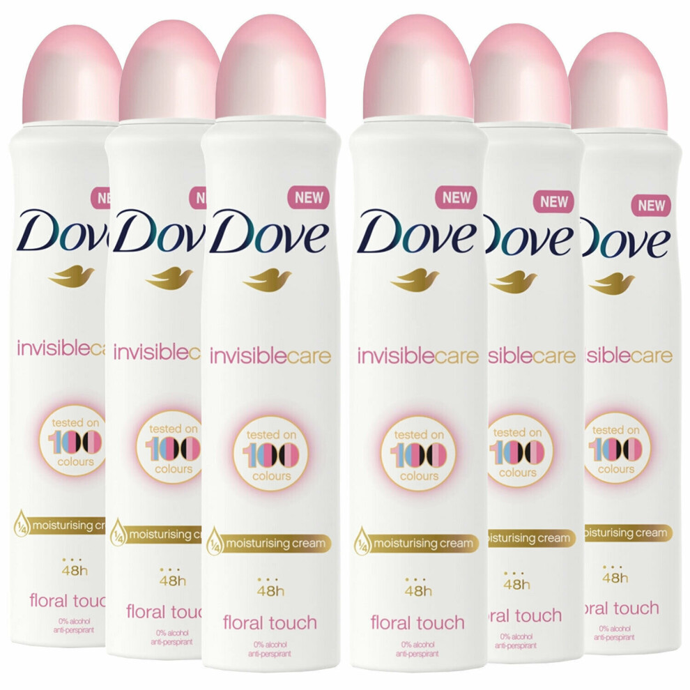 Dove Women Anti-Perspirant Deodorant Spray, Invisible Care, 250ml - 6 Pack