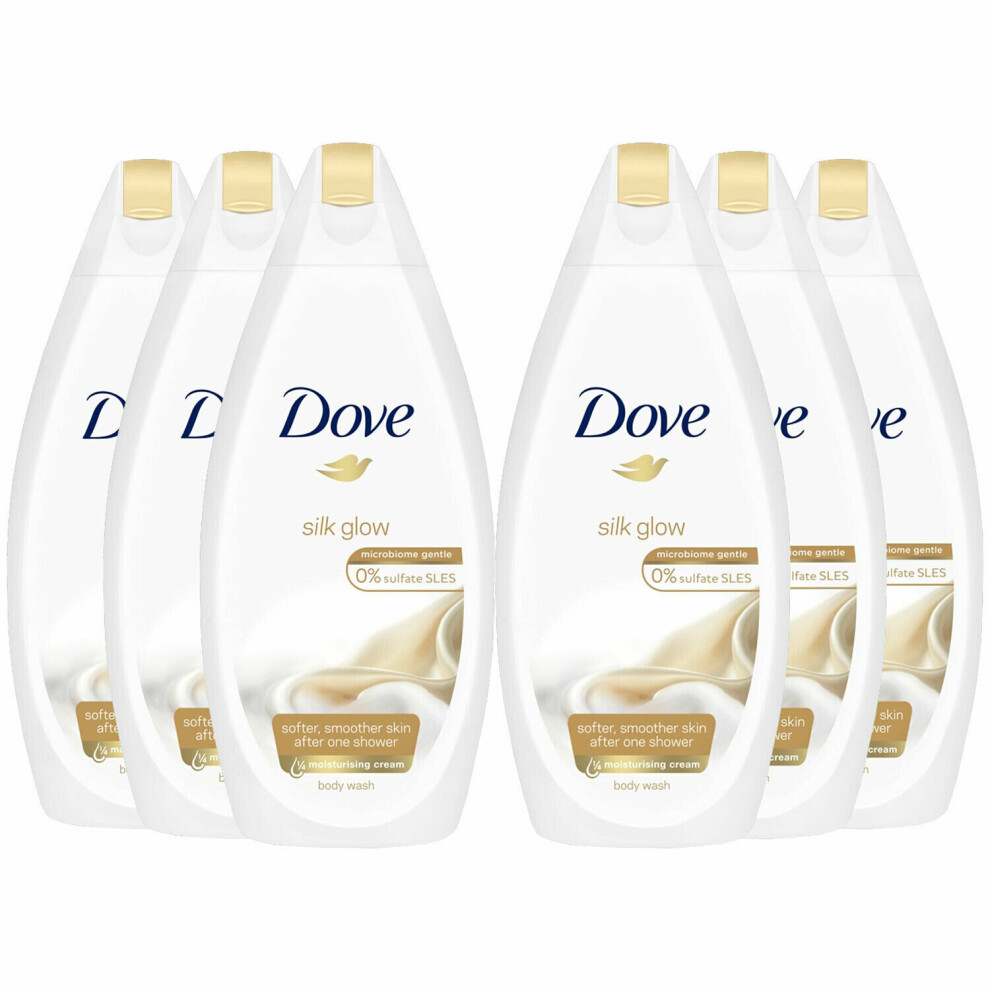 Dove Â¼ Moisturising Cream Shower Gel, Silk Glow, 6 Pack, 450ml