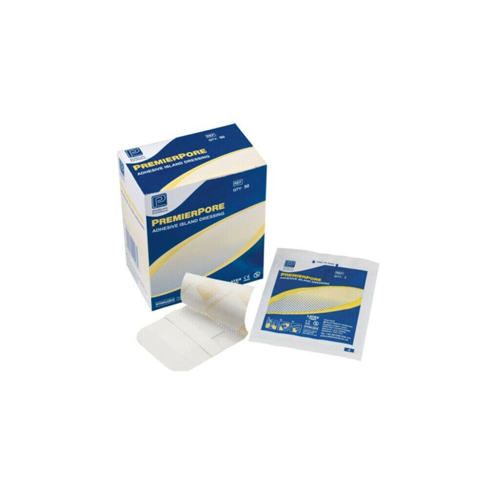 Premierpore Adhesive Island Dressing, 10cm x 10cm, Pack of 50