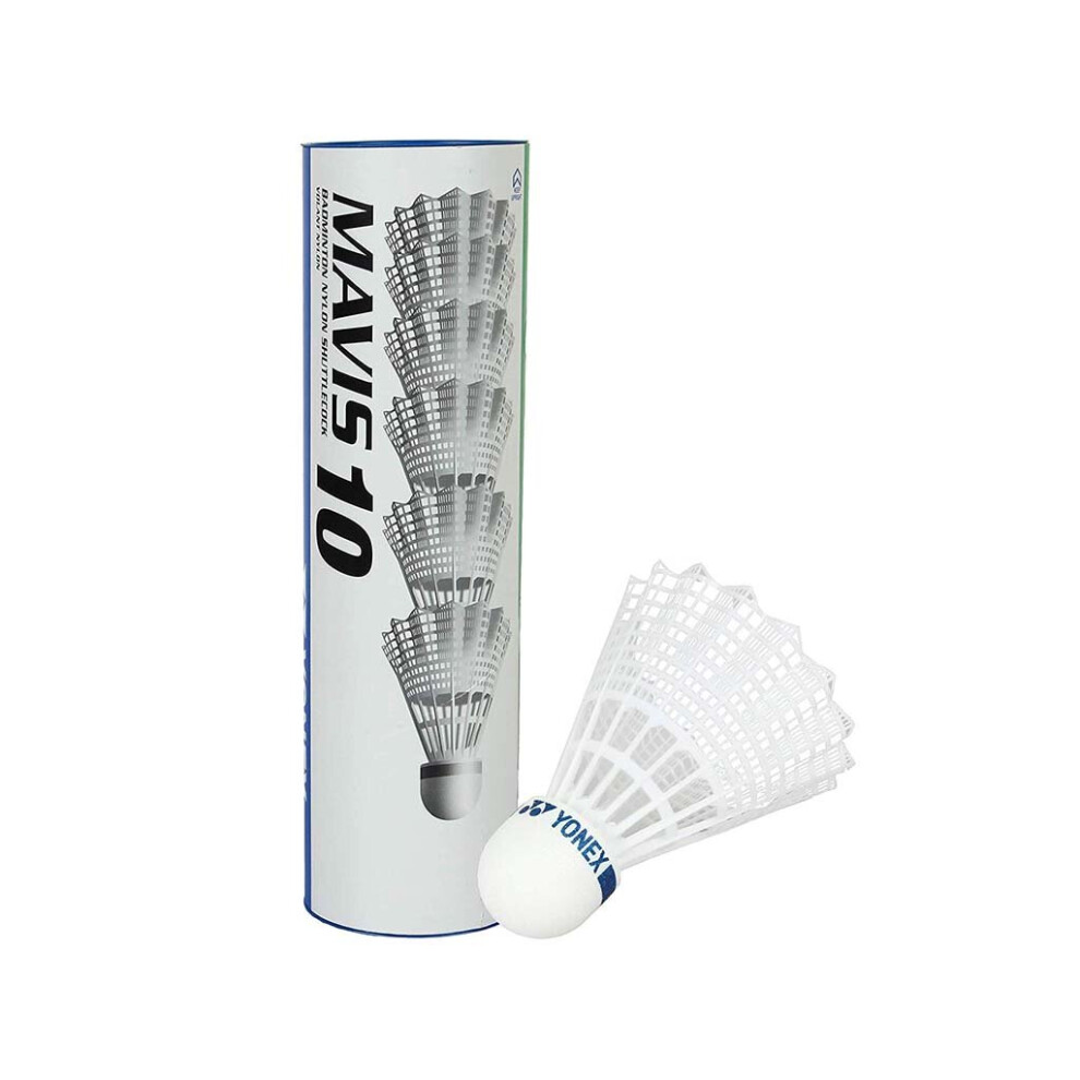 Yonex Mavis 10 Badminton Shuttlecocks Shuttles (Tube Of 6) White