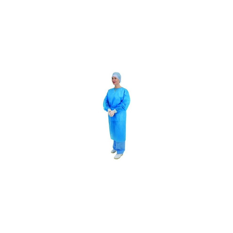 Premier Disposable Long Sleeved Gown, Elasticated Cuffs, Blue, Pack of 10 (5520)