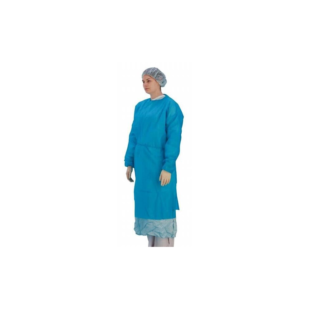 Premier Disposable Long Sleeved Gown, Stockinette Cuffs, Pack Of 50 (5519) Blue