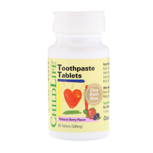 ChildLife, Natural Berry Flavour, 500 mg, 60 Toothpaste Tablets