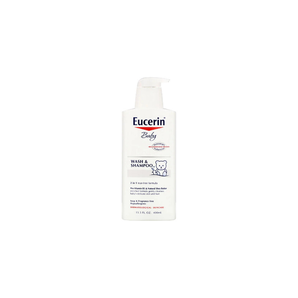 Eucerin, Baby, Wash & Shampoo, Fragrance Free, 400ml