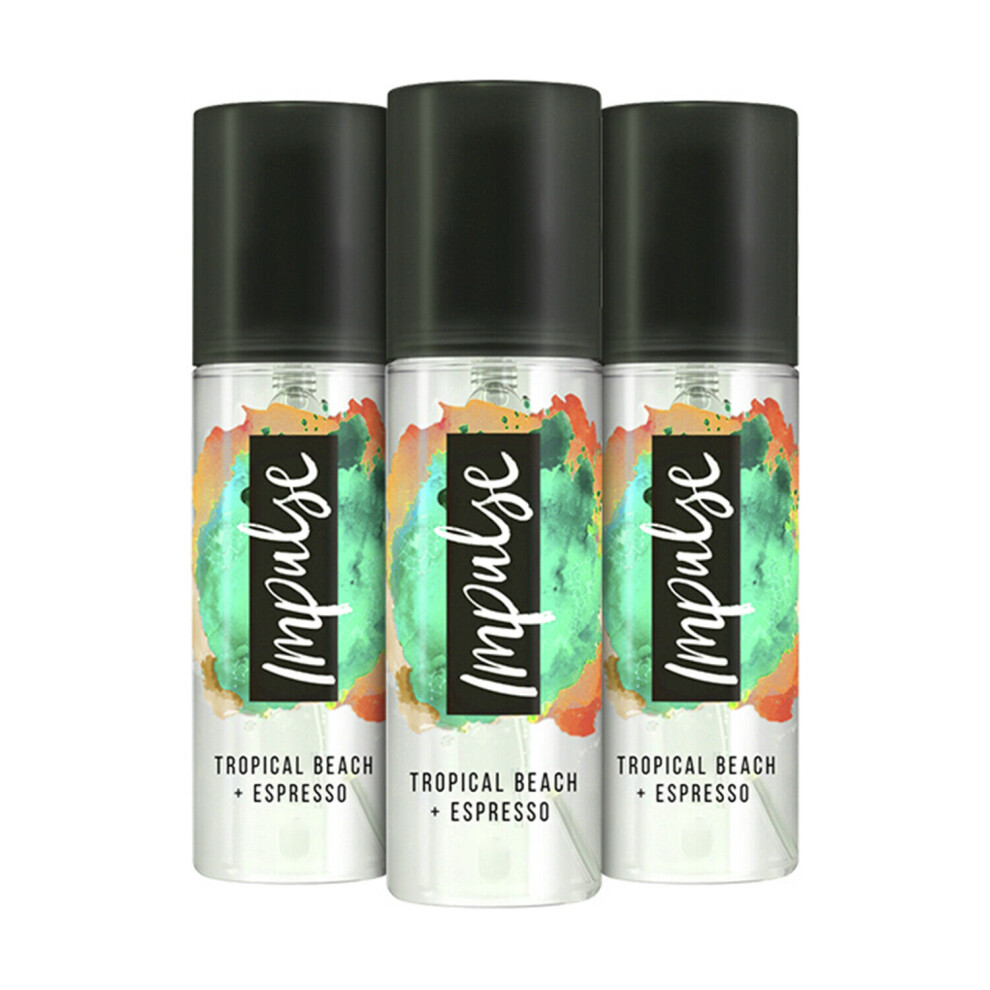 (Tropical Beach & Espresso) Impulse Body Mist Hand-Sized Bottle 150ml - 3 Pack