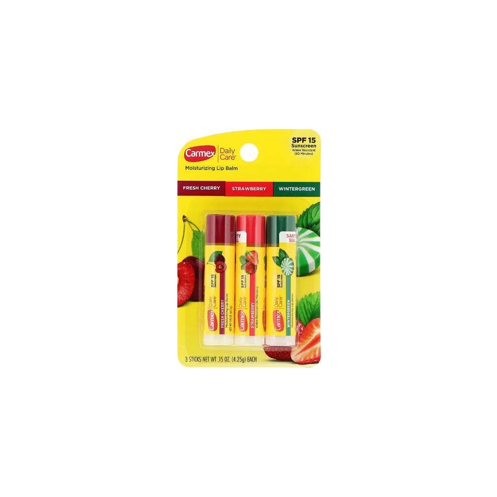 Carmex, Daily Care, Moisturizing Lip Balm, Variety, SPF 15, 3 Pack