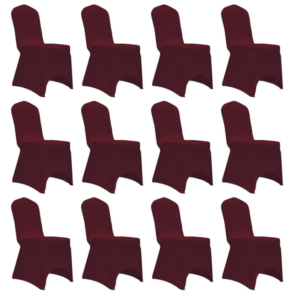 vidaXL 12x Chair Cover Stretch Burgundy Banquet Spandex Dining Chairs Covers