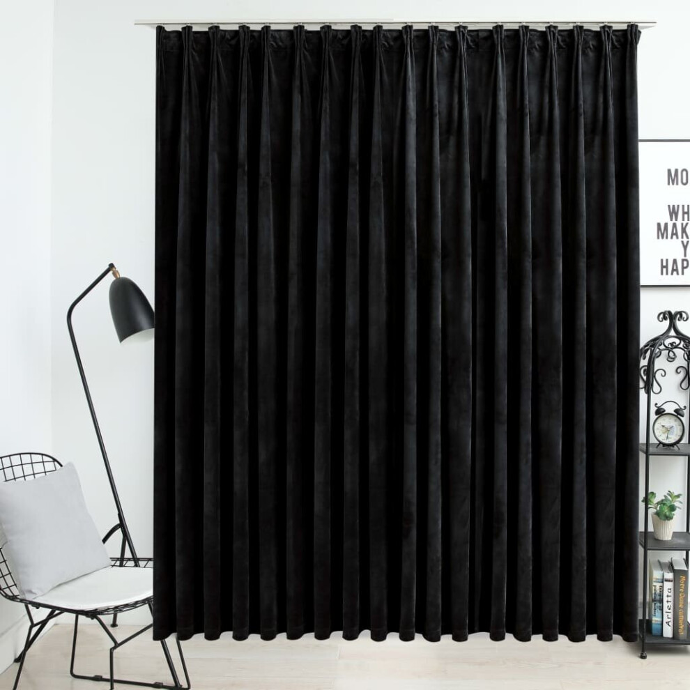 vidaXL Blackout Curtain with Hooks Velvet Black Blind Drapery Window Curtain